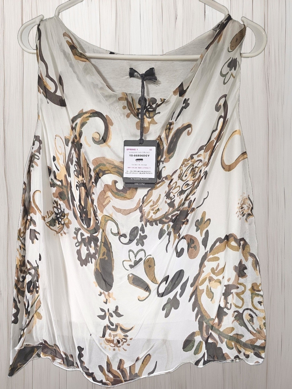 M- Made in Italy. Lightweight Floral Print Sleeveless Top - White/Multi